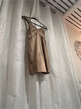 Zara 100% Silk Mini Slip Dress in Champagne taupe Tone